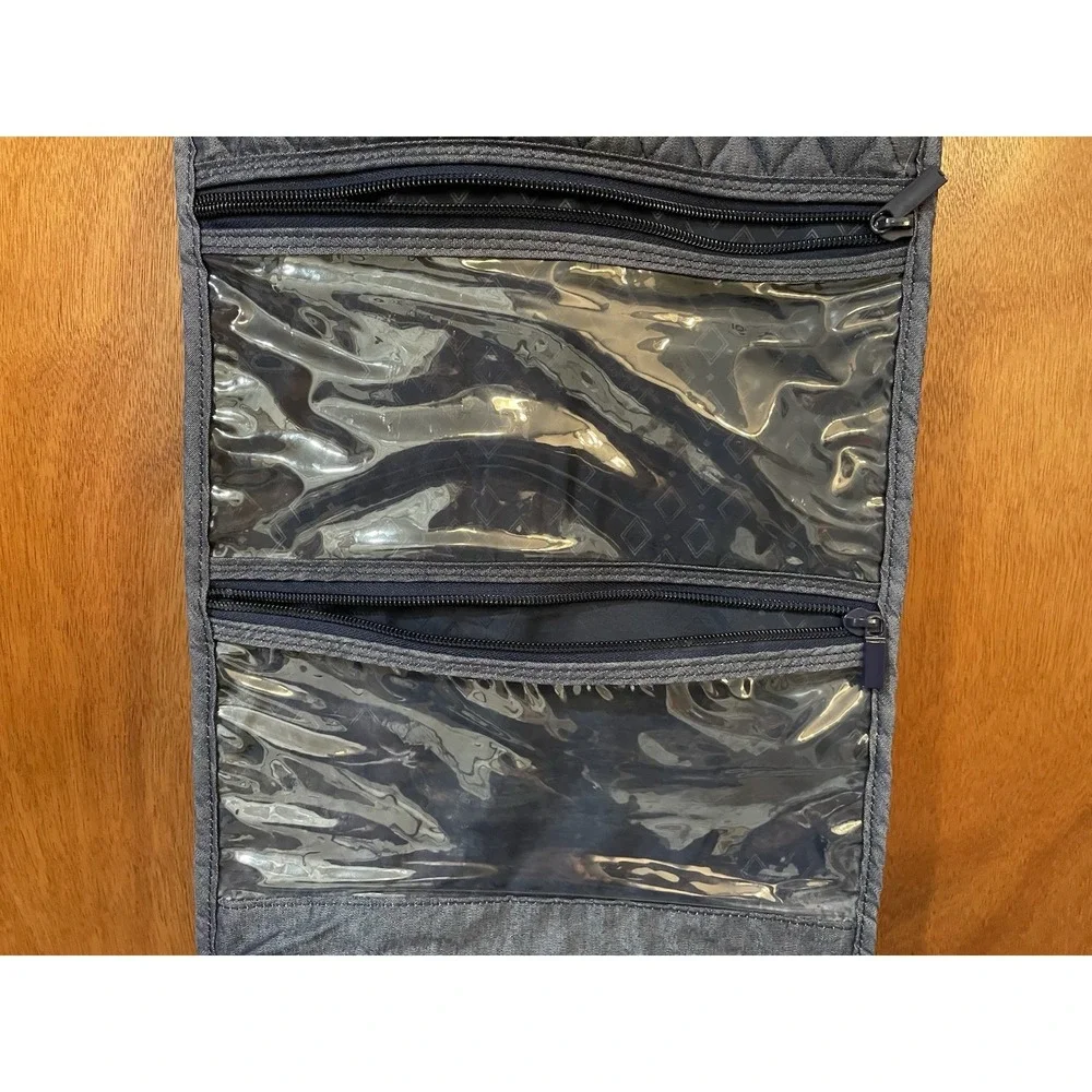Vera Bradley Hanging Travel Organizer Cosmetics Quilted Bag Denim Blue Jean